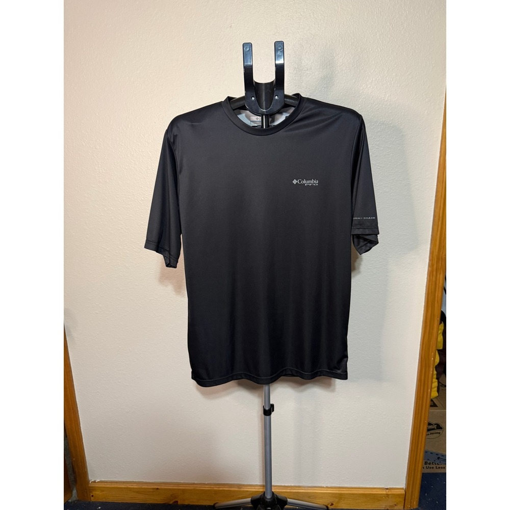 Columbia‎ PFG Mens Black Short Sleeve Fishing Shirt Graphic Omni-Shade Medium
